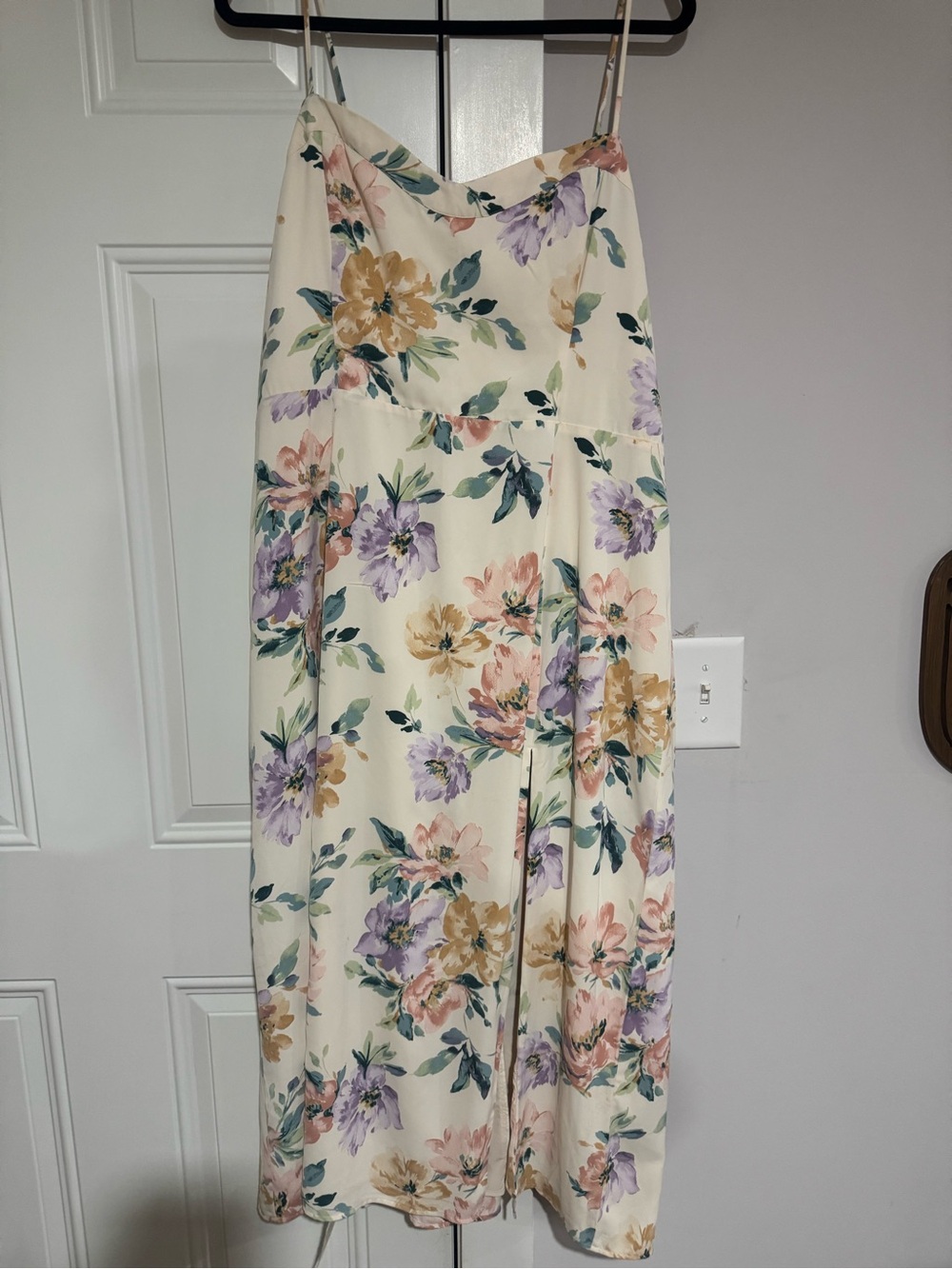 Abercrombie & Fitch Cream Floral Midi Dress with Pink, Lavender & Mustard Blooms